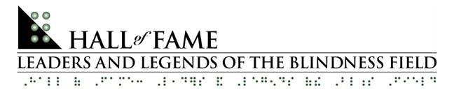 The Hall of Fame: Leaders and Legends of the Blindness Field  LOgo