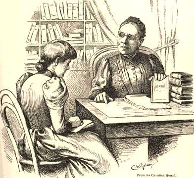 Drawing: Fanny in her study with student