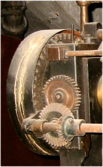 The left gear assemblies used to crank the rollers.