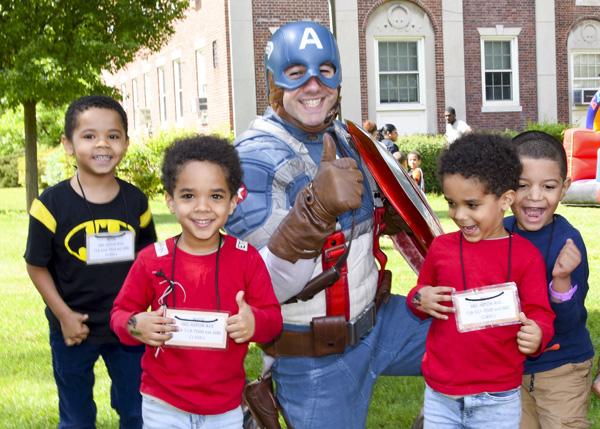 Readiness students with Captain America