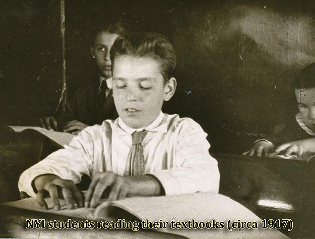 1917 students reading braille 