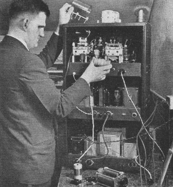 A fine example of the excellent workmanship seen at the school is the instructor's pet transmitter. The rig was built entirely by Mr. Gunderson, including drilling of chassis and panels.